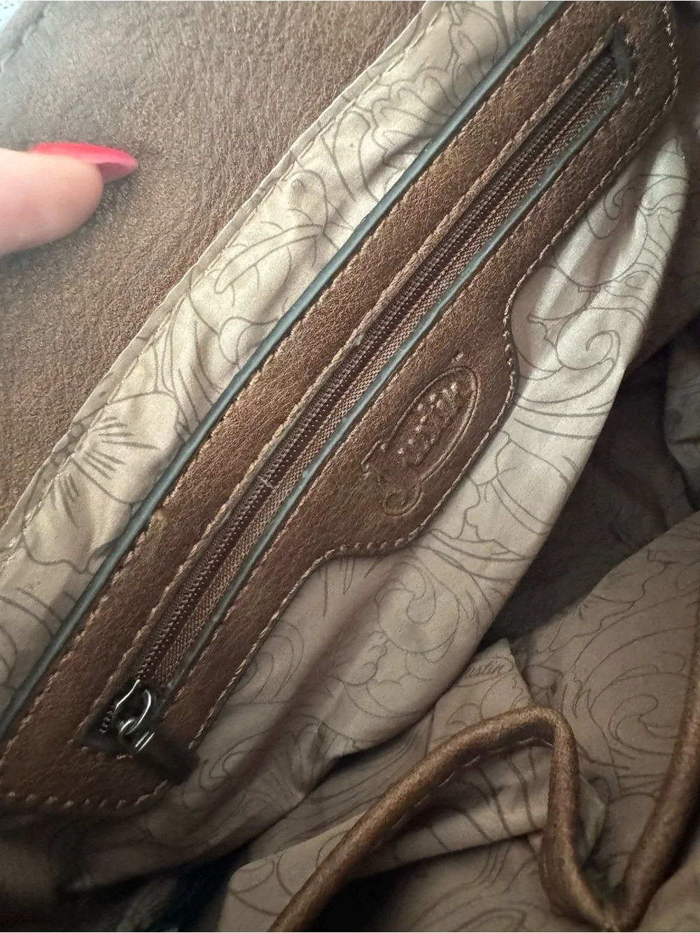 Justin Boots Tooled Brown Leather Crossbody Bag